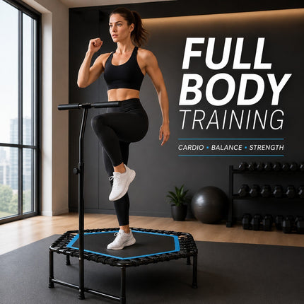 Fitness Trampoline With Adjustable T Shaped Handle Bar Exercise Rebounder 45inch