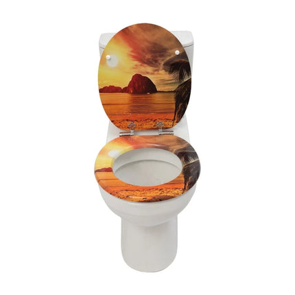 18'' Universal Wooden Toilet Seat Easy Fit Bathroom WC Seat with Fittings