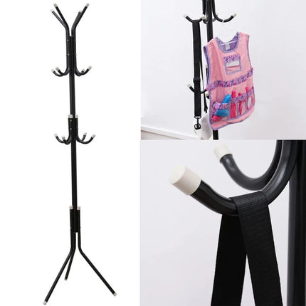 Black Coat Stand Garment Rack Metal Jacket Umbrella Hanger Standing 12 Hook Rack