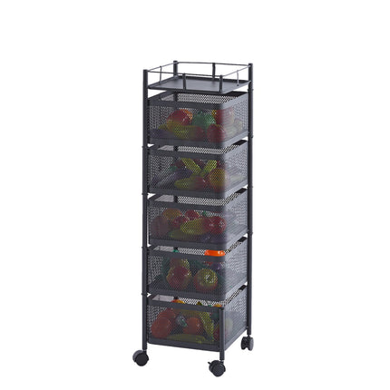6 Tier Rotating Kitchen Storage Rack Vegetable Trolley Cart Shelf Organizer