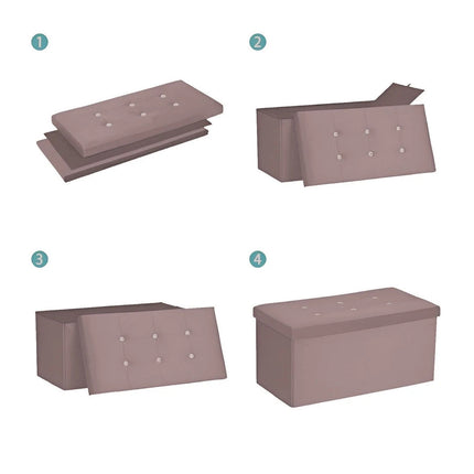 OTTOMAN STORAGE BOX FOLDING STORAGE OTTOMAN POUFFE BENCH SEAT TOY BOX 76cm