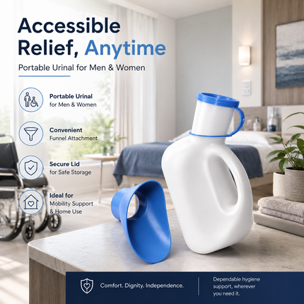 Unisex Urinal Bottle With Lid Funnel 1L Patients Travel Camping Pee Container