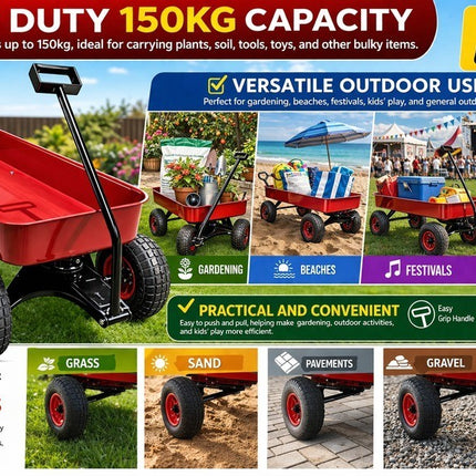 Garden Trolley Cart Utility Beach Wagon 150kg Kid Festival Strong Wheelbarrow