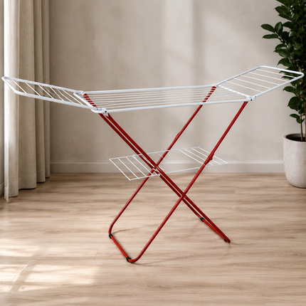 Winged Folding Clothes Airer Heavy Duty Metal Laundry Drying Rack Indoor 18M
