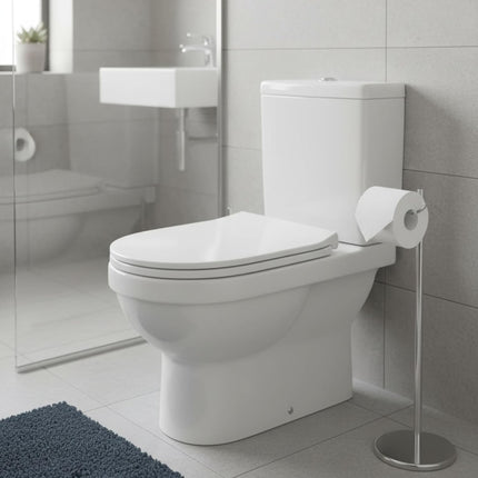 UF Soft Close 18in Universal Bathroom Toilet Seat White WC Seat with Fittings