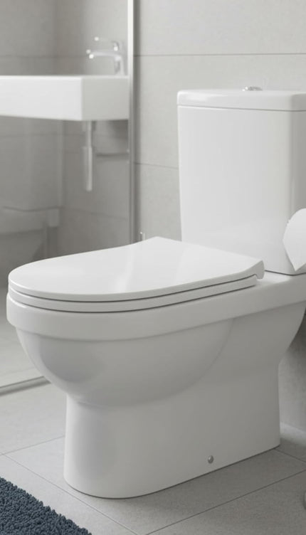 UF Soft Close 18in Universal Bathroom Toilet Seat White WC Seat with Fittings