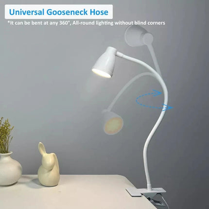 LED Desk Lamp Clip-On 3W Flexible Reading Light Eye Care 10-Level Brightness