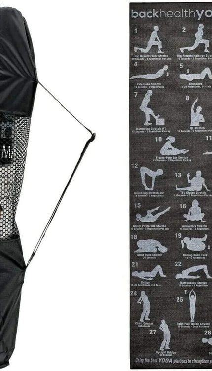 Yoga Mat Non-Slip Pilates Gym Workout With Asana Postures Printed + Carry Bag