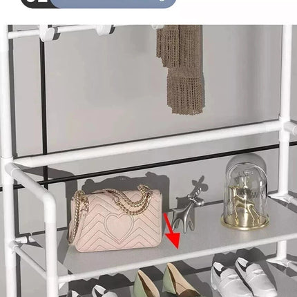 5-Tier Entryway Coat Rack Shoe Rack Storage Organizer Bench Home Office White
