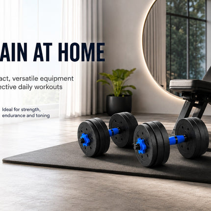 Adjustable Dumbbell & Barbell Set-Blue