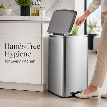 50L Pedal Bin Stainless Steel Removable Inner Bucket Home Office Waste Trash Can