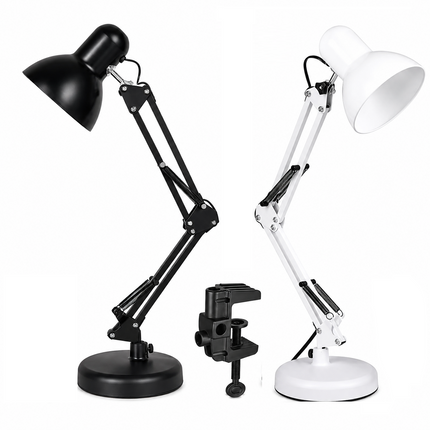 Adjustable Architect Desk Lamp E27 with Base & Clamp Metal Swing Arm Study Light