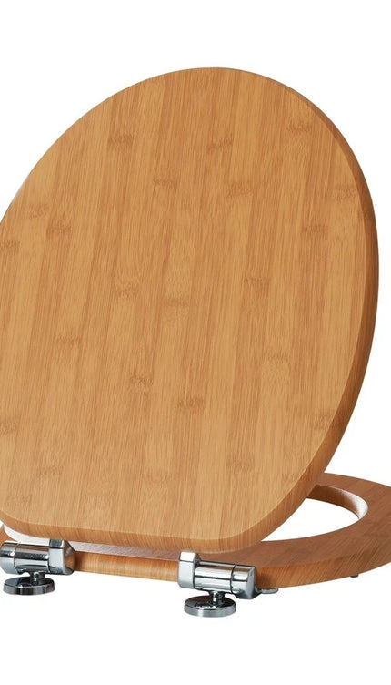 18'' Universal Wooden WC Toilet Seat Easy Fit Bathroom Seat with Fittings