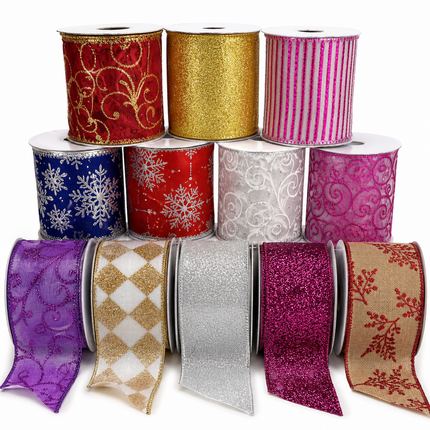 Christmas Ribbon 12PCS 2.5 inch Gift Wrap Craft Set