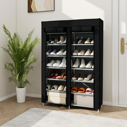 6 Tier Shoe Rack Fabric Canvas Shelf Shoe Cabinet Storage Organiser 107x28x102cm