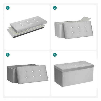 OTTOMAN STORAGE BOX FOLDING STORAGE OTTOMAN POUFFE BENCH SEAT TOY BOX 76cm