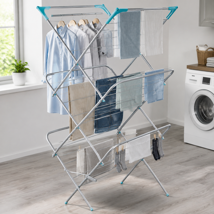 3 Tier Folding Clothes Airer Indoor Laundry Drying Rack Freestanding Metal Dryer