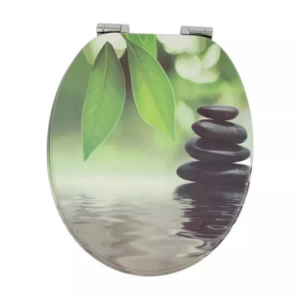 Universal Toilet Seat With Fitting Pebbles & Water Plants Novelty WC Seat 18"