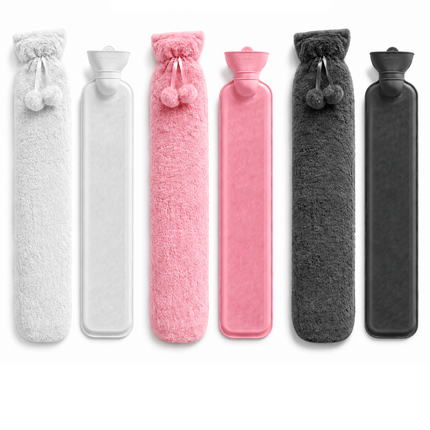 Extra Long 2.2L Hot Water Bottle with Soft Fleece Cover Neck Back Pain Relief