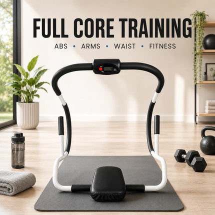 Ab Roller Wit Monitor Sit Up Crunch Core Trainer Padded Headrest Gym Fitness