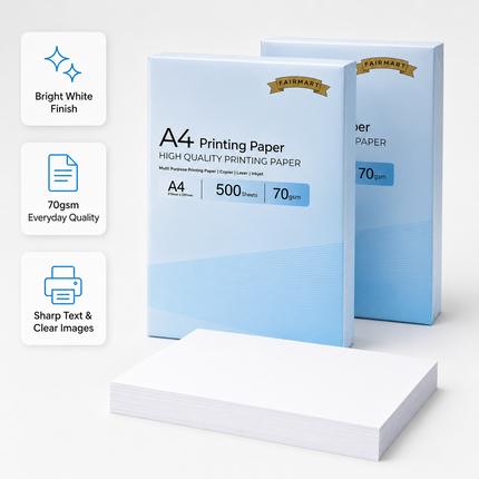 A4 Printer Paper 70gsm 1000 Sheets White 2 Ream Multipurpose Inkjet Laser Copier