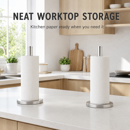 Tissue Roll Holder Free Standing Countertop Paper Stand Stainless Steel Holder