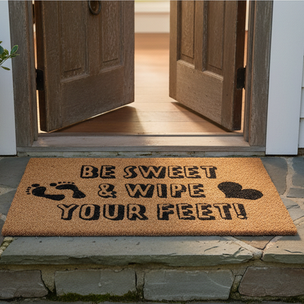 Coir Doormat Rug Non Slip Be Sweet Design Entrance Indoor Door Mat 60 x40cm