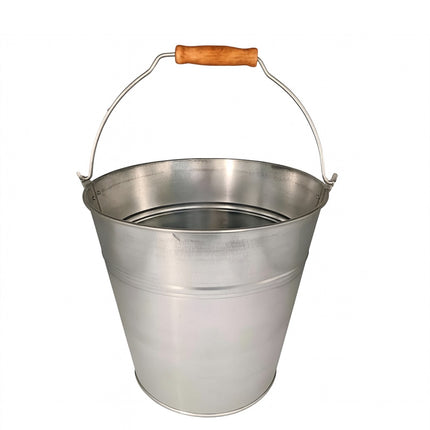 TRADITIONAL GALVANISED STRONG STEEL METAL BUCKET WITH WOODEN HANDLE 9L To 18L