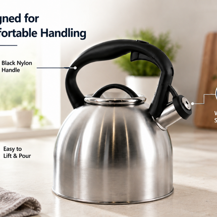 2.8L Whistling Kettle Stove Top Kitchen Stainless Steel Tea Coffee Water Boiler