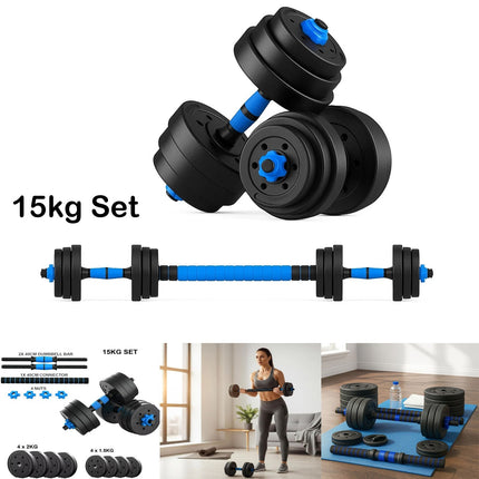 Dumbbell Barbell Set 15KG Complete Home Exercise System