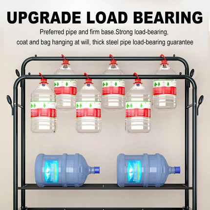 Double Clothes Rail Heavy Duty Garment Rack with Shoe Storage Display Stand