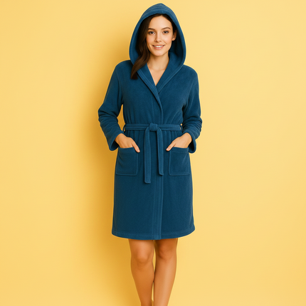 X-Large Navy Blue Unisex Cotton Terry Bathrobe Gown Soft Spa Robe Men Women
