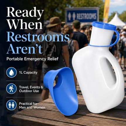 Unisex Urinal Bottle With Lid Funnel 1L Patients Travel Camping Pee Container