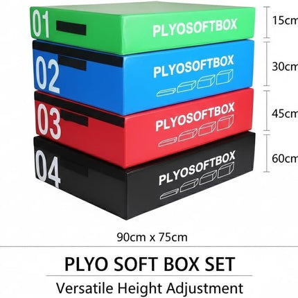 Soft Foam Plyometric Jump Box Set Of 3 Stackable Gym Fitness Exercise Plyo Boxes