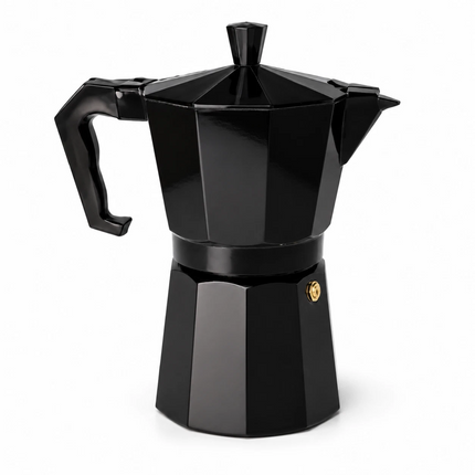 Moka Pot Black Stovetop Aluminium Italian Espresso Ground Coffee Maker 300ml