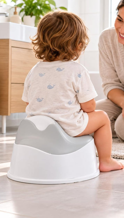 Toddler Potty Training Chair Baby Toilet Trainer High Back Easy Clean White Grey