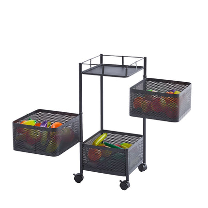 4-Tier Rotating Kitchen Storage Rack Trolley Cart Shelf Veg Serving Stand