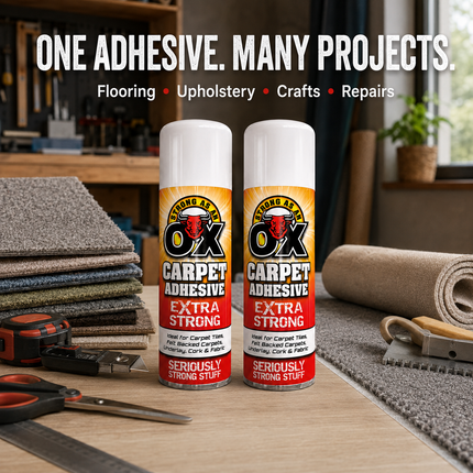 2 Pack Adhesive Glue Spray 500ml HeavyDuty Multi-Purpose Carpet Fabric Foam Tile