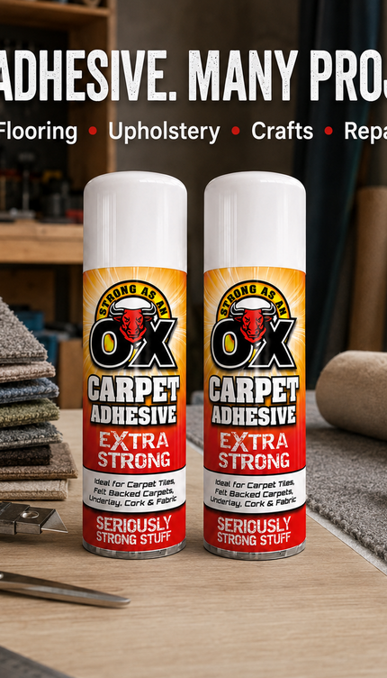 2 Pack Adhesive Glue Spray 500ml HeavyDuty Multi-Purpose Carpet Fabric Foam Tile