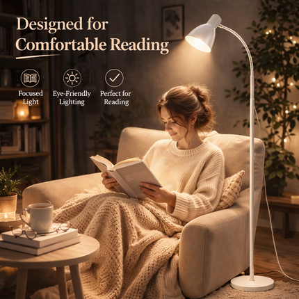Floor Lamp Metal Standing Adjustable Neck Heavy Base Reading Pole Light