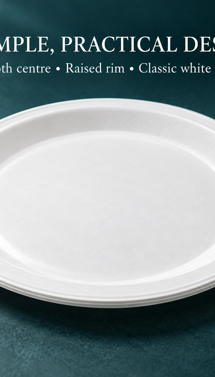 50 Pack White Disposable Paper Plates Biodegradable 9 Inch