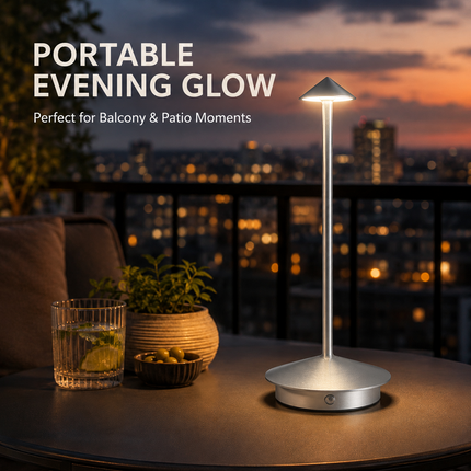 Cordless LED Table Lamp USB-C Rechargeable Dimmable Metal Light 3 Colour Modes
