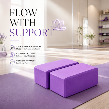 Yoga Gym Blocks Brick Foam Pair Exercise Training Pilates Meditation Anti Slip