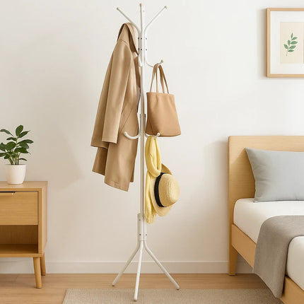 12-Hook Metal Coat Rack Stand Tree for Hats, Clothes, Umbrellas & Accessories