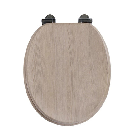 Universal Toilet Seat With Fitting Light Oak Design MDF Bathroom WC Seat 18"