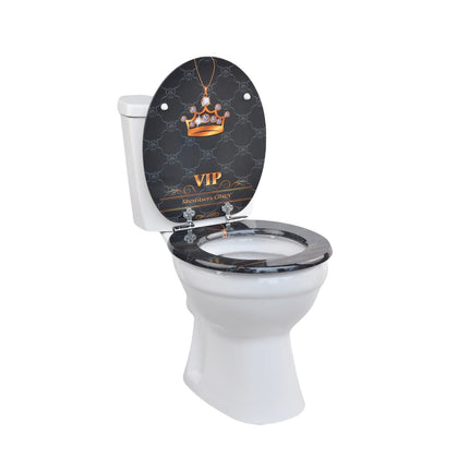 18'' Universal Wooden Toilet Seat Easy Fit Bathroom WC Seat with Fittings