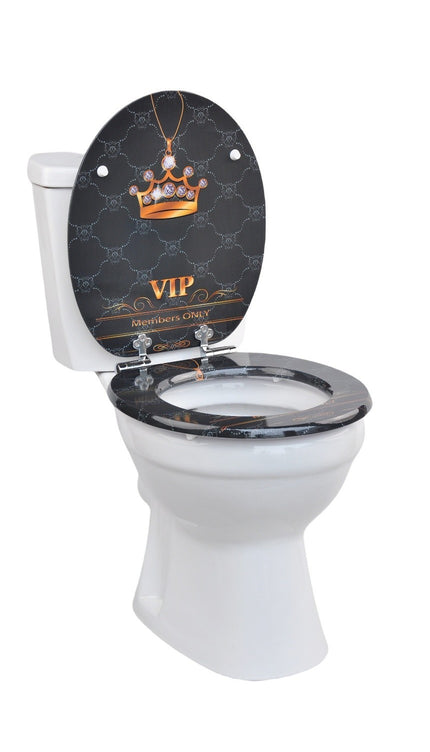 18'' Universal Wooden Toilet Seat Easy Fit Bathroom WC Seat with Fittings