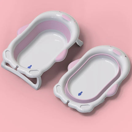 Baby Bath Tub Foldable Portable Water Plug w/ Temperature-Induced Toddler Infant