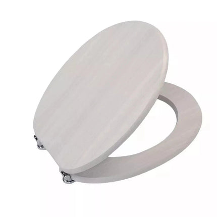 18" Universal Toilet Seat Light Grey Wooden MDF Bathroom WC Easy Fit Seat