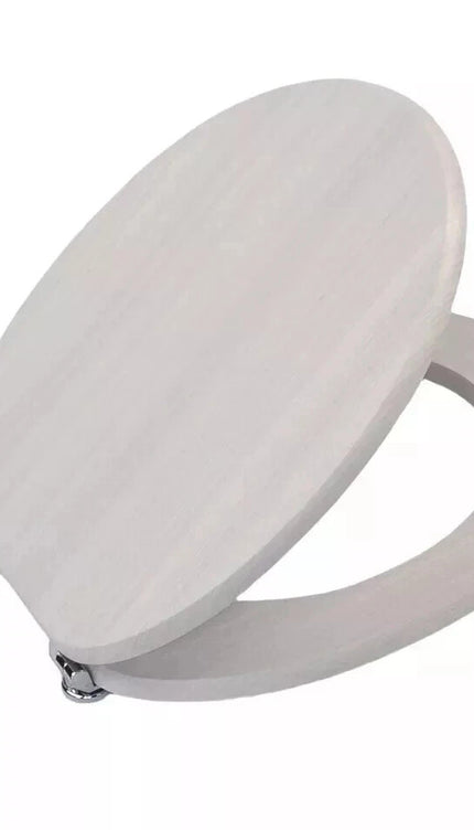 18" Universal Toilet Seat Light Grey Wooden MDF Bathroom WC Easy Fit Seat